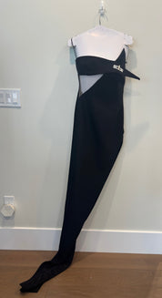Black Cutout Asymmetric Gown