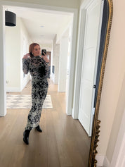 Long Sleeve Mesh Top and Skirt Set