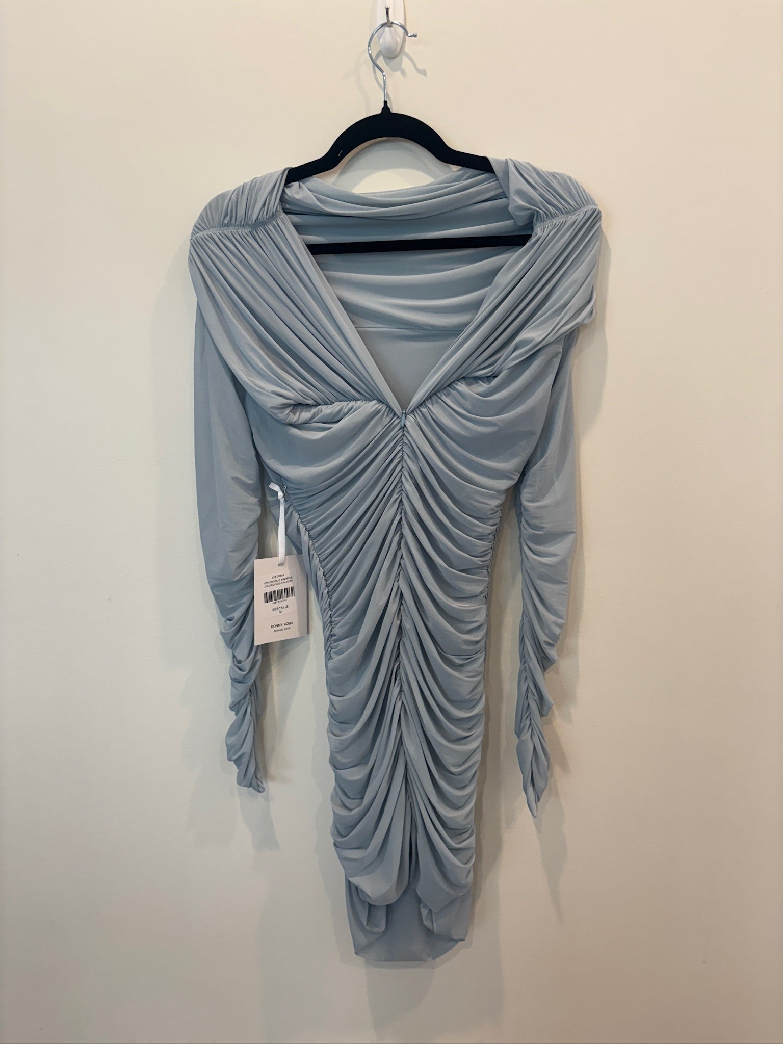 Blue Long Sleeve Mini Dress