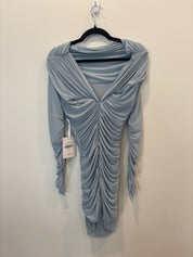 Blue Long Sleeve Mini Dress