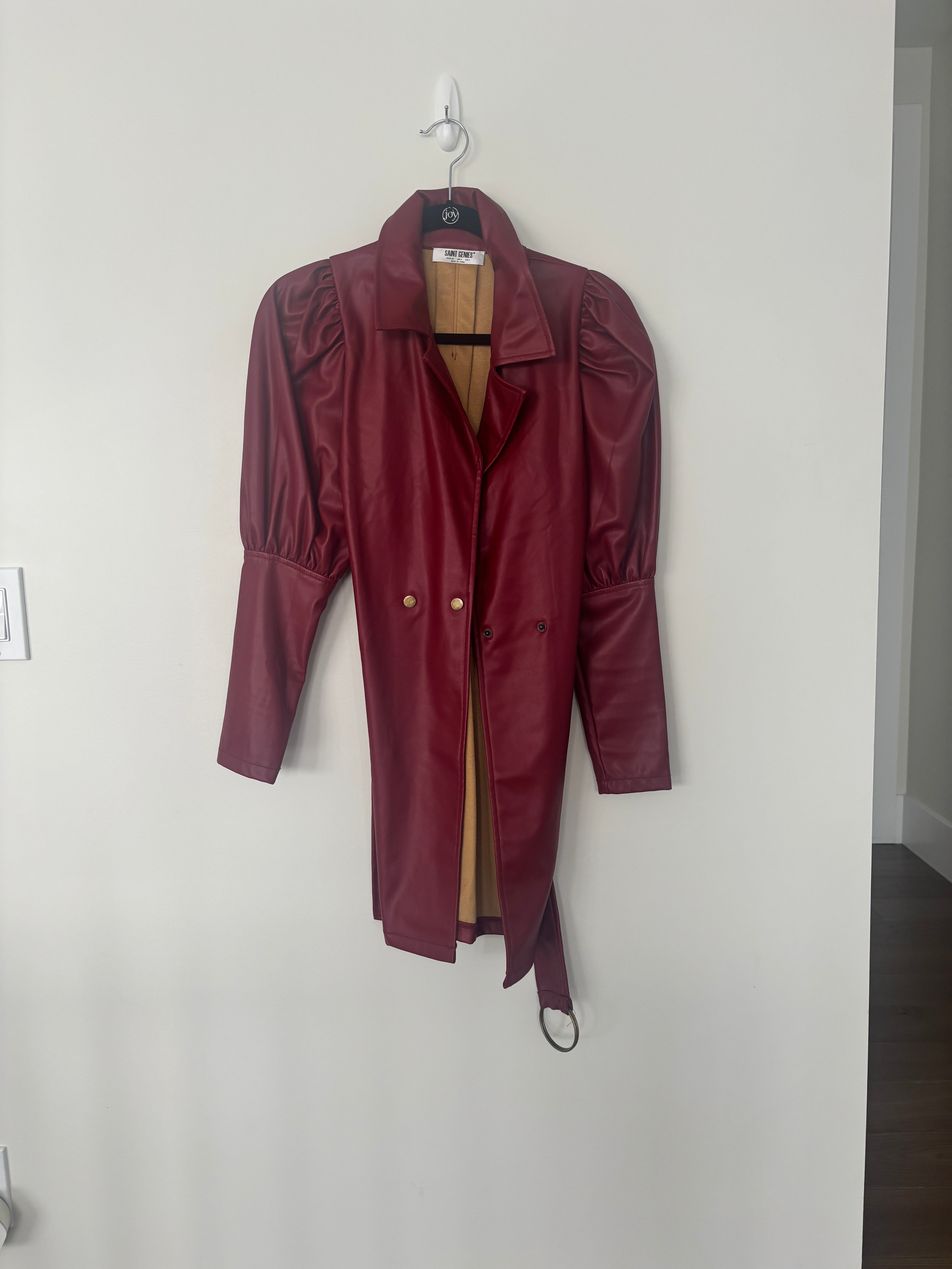 Burgundy Faux Leather Jacket