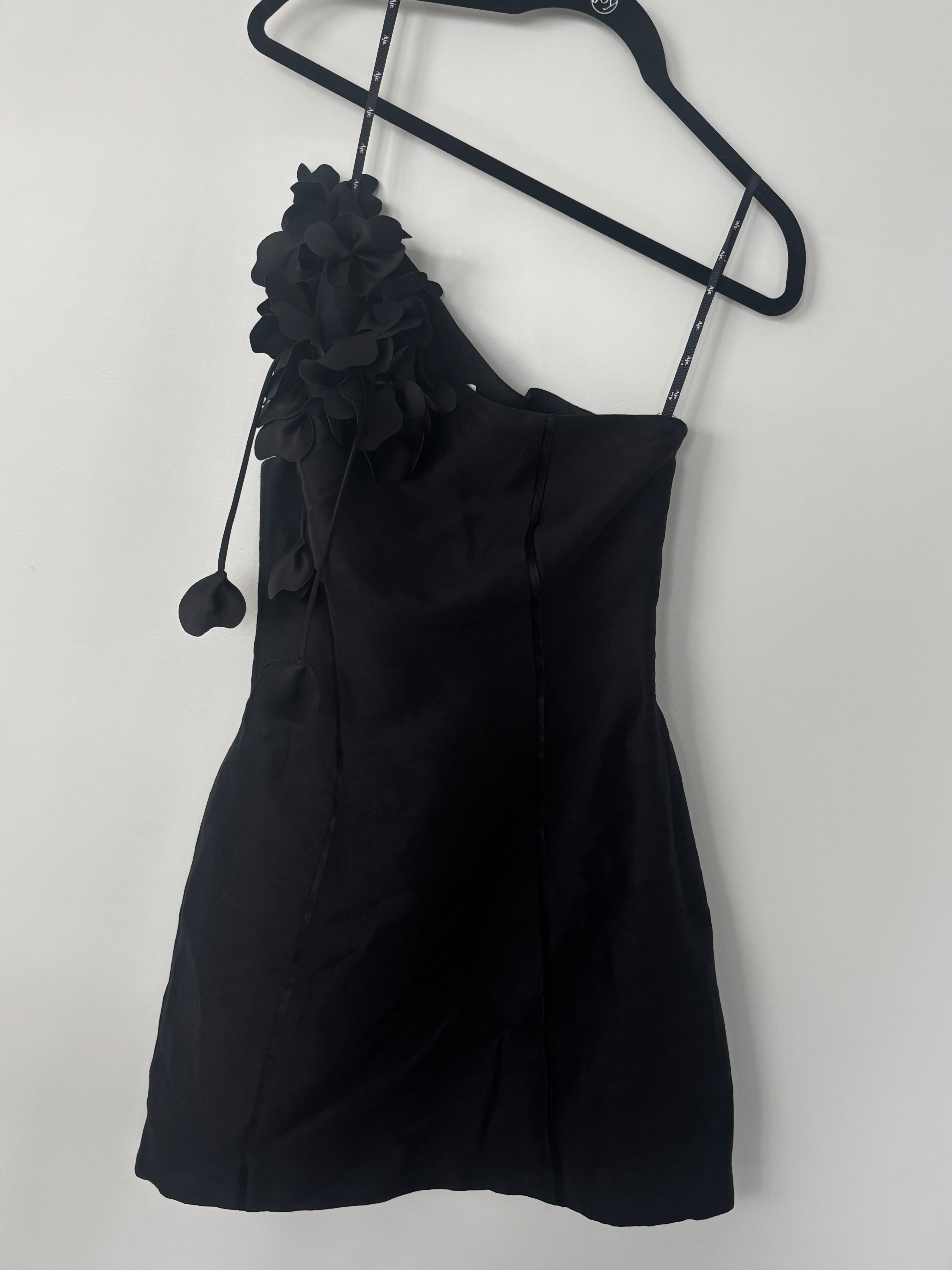 Black Asymmetrical Floral Dress