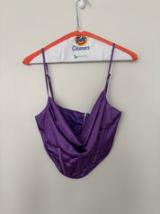 Purple Satin Corset, Top, and Pants Set