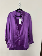 Purple Satin Corset, Top, and Pants Set