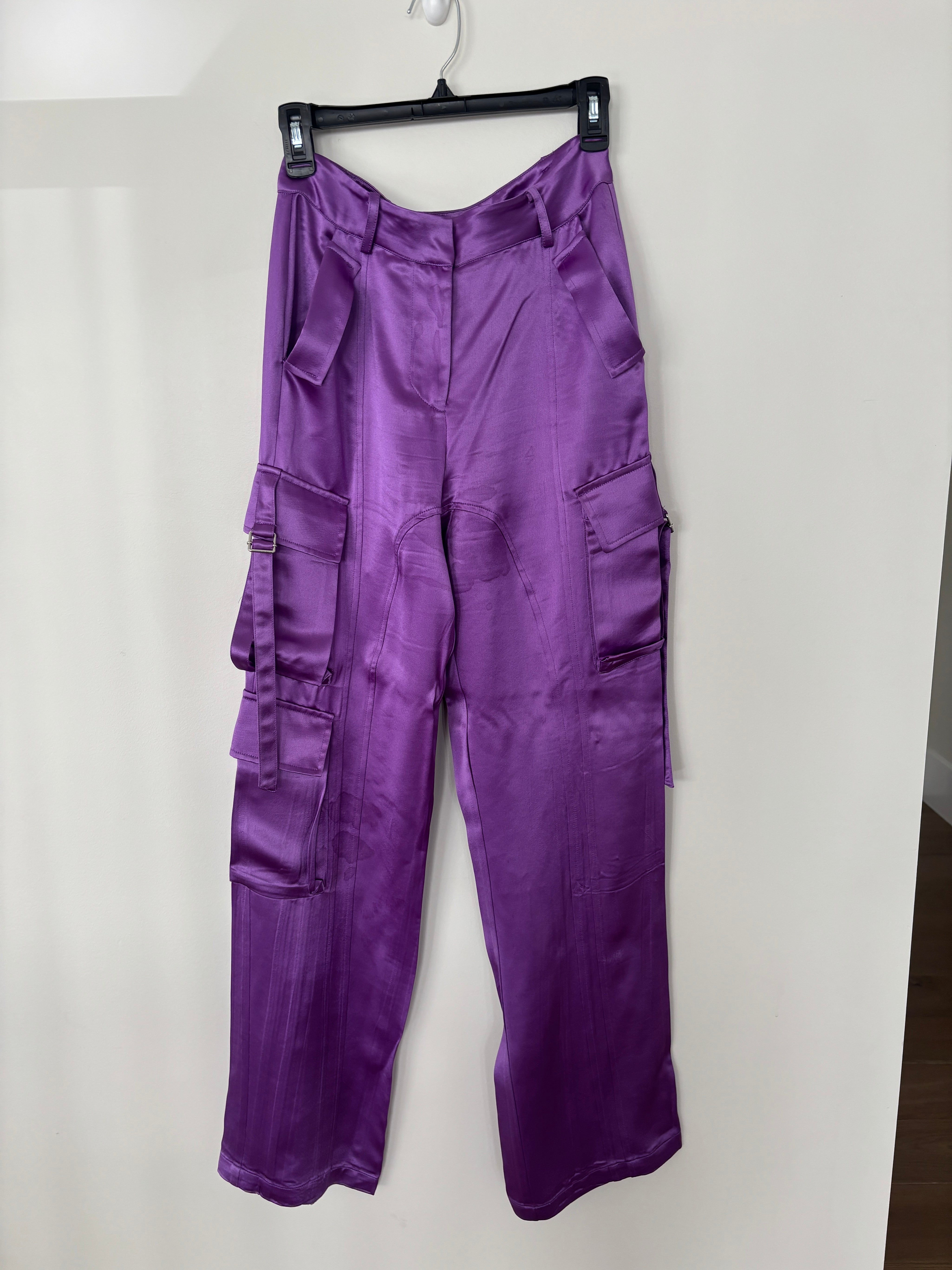 Purple Satin Corset, Top, and Pants Set