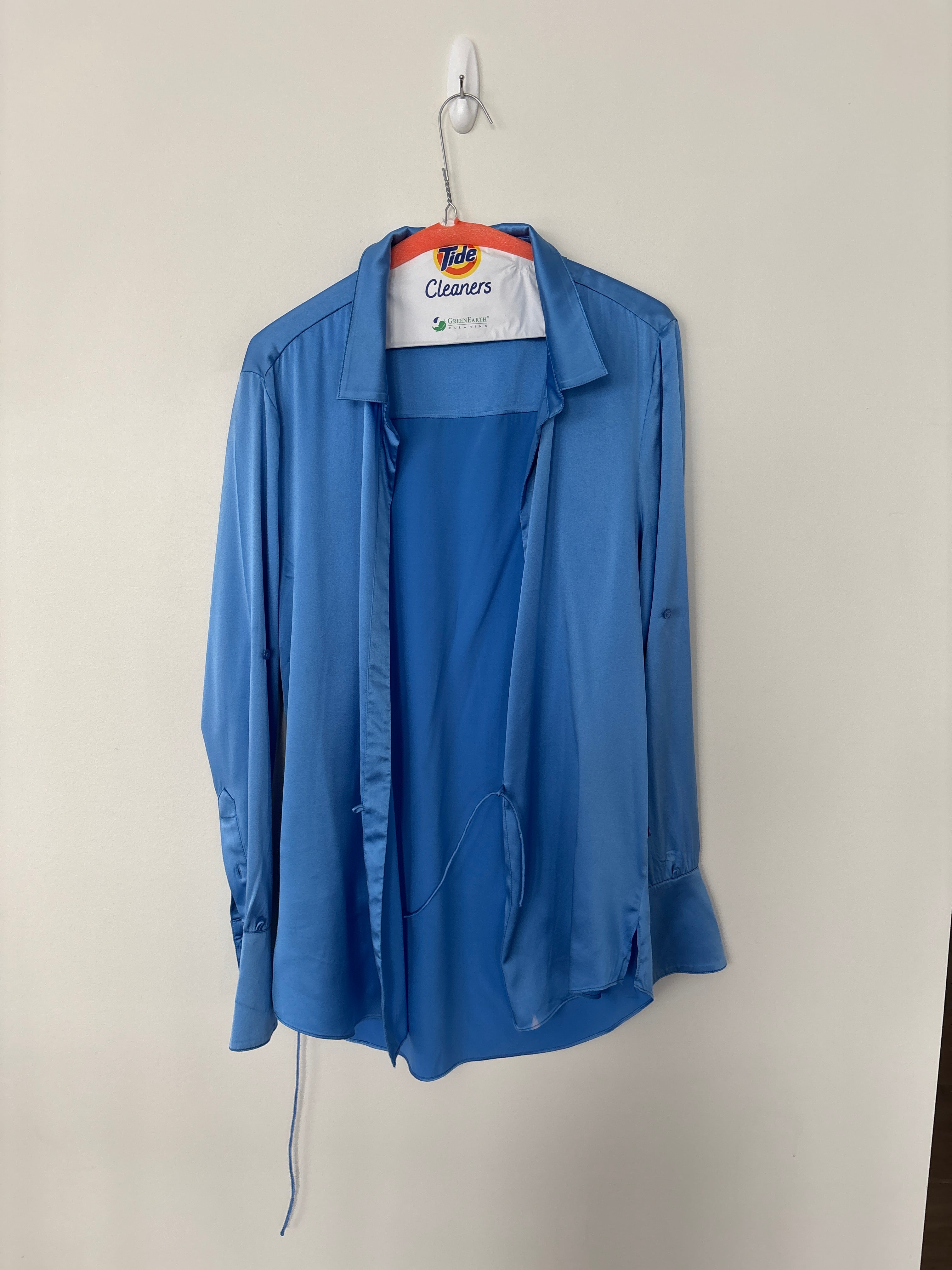 Blue Satin Top and Pants Set