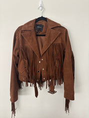 Brown Fringe Jacket and Skirt Set