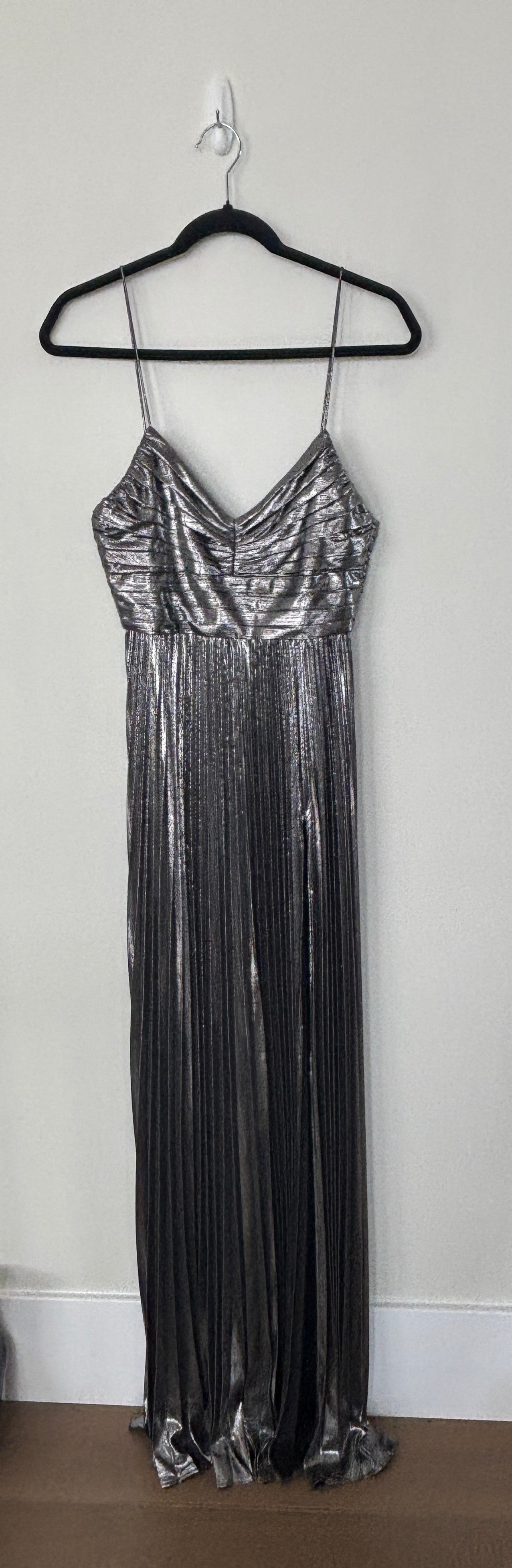 Metallic Silver Maxi Dress