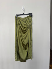 Green Satin Blouse and Skirt Set