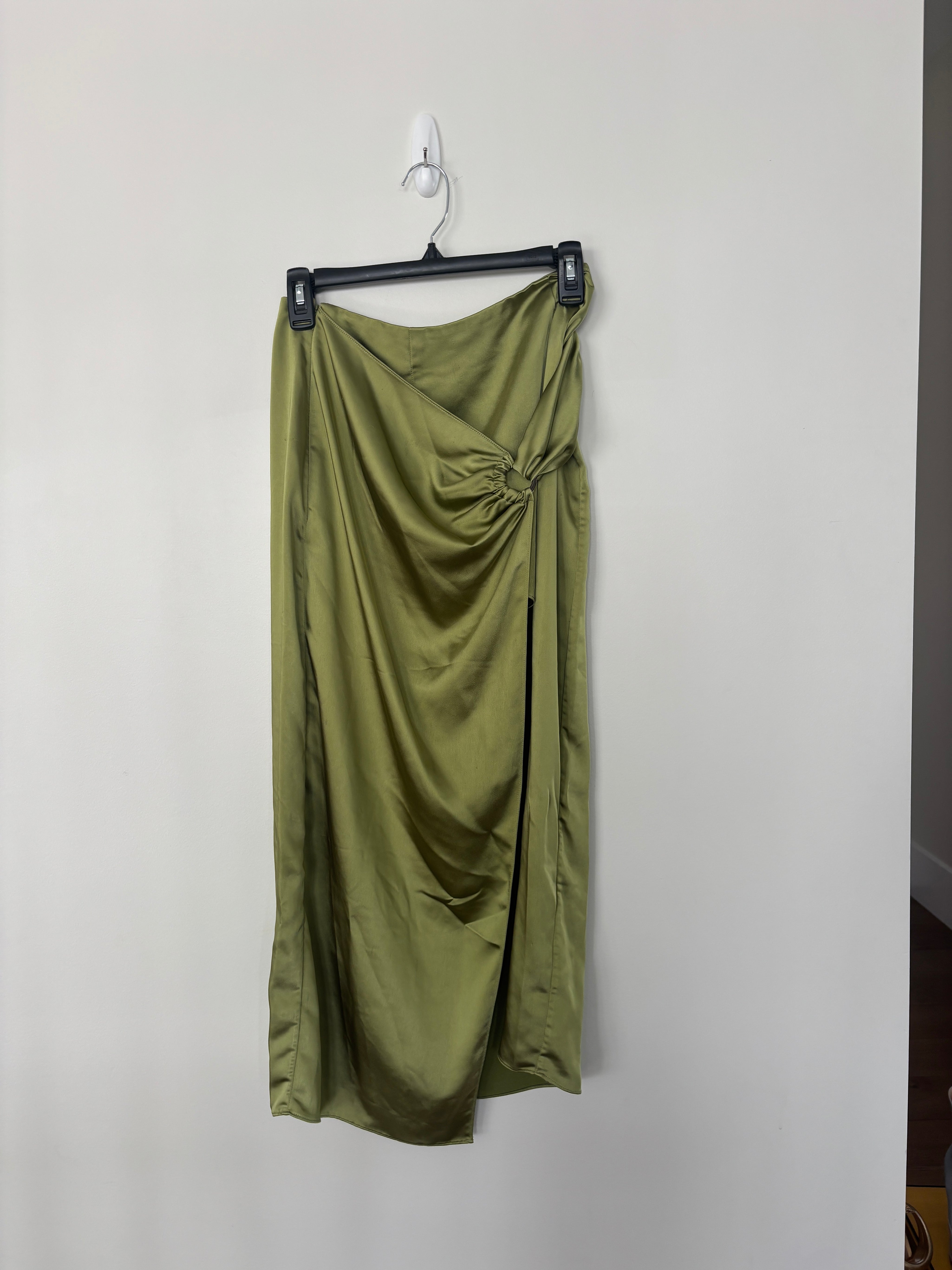 Green Satin Blouse and Skirt Set