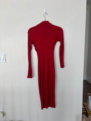 Red Cutout Back Sweater Dress