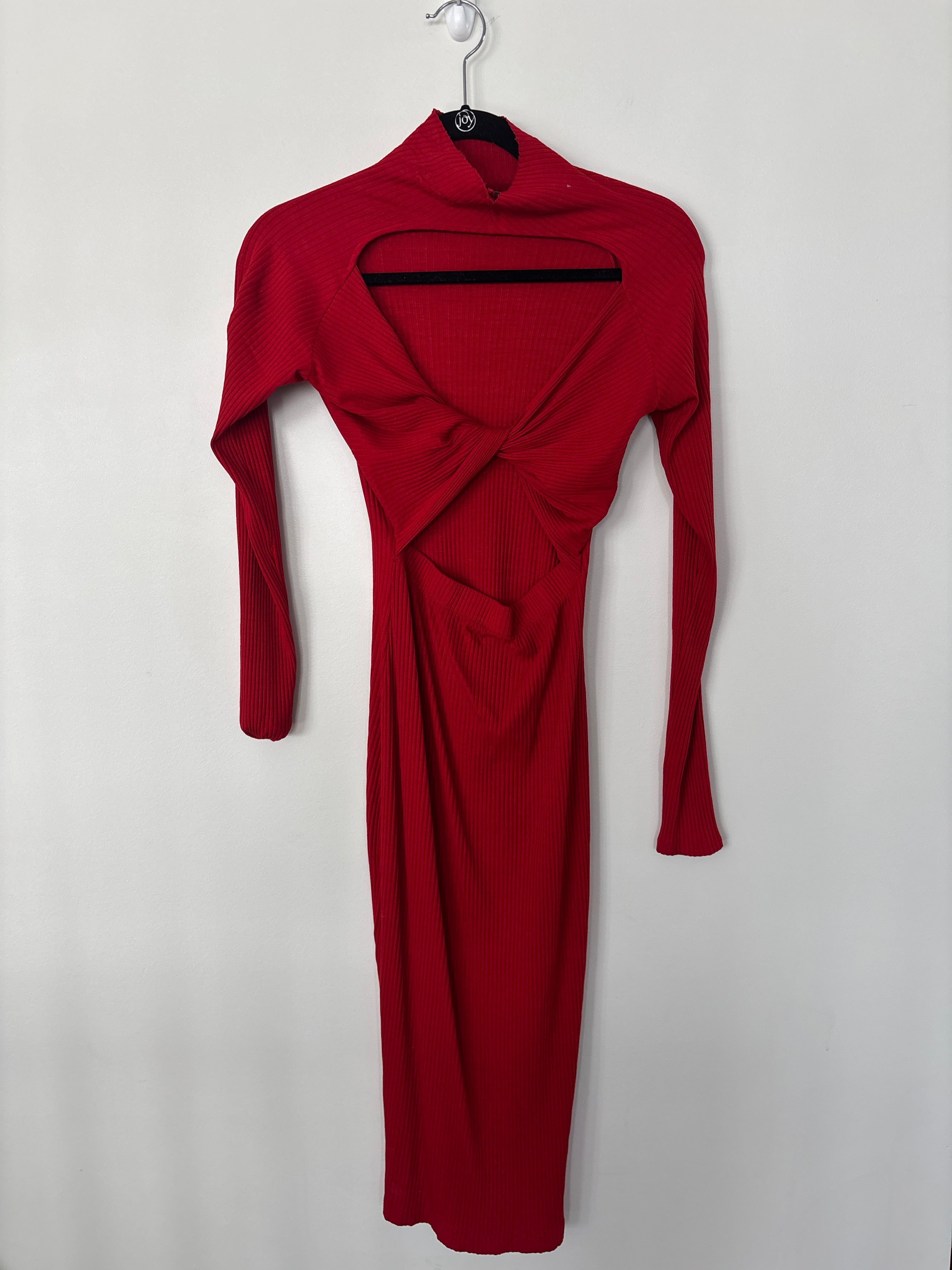 Red Cutout Back Sweater Dress