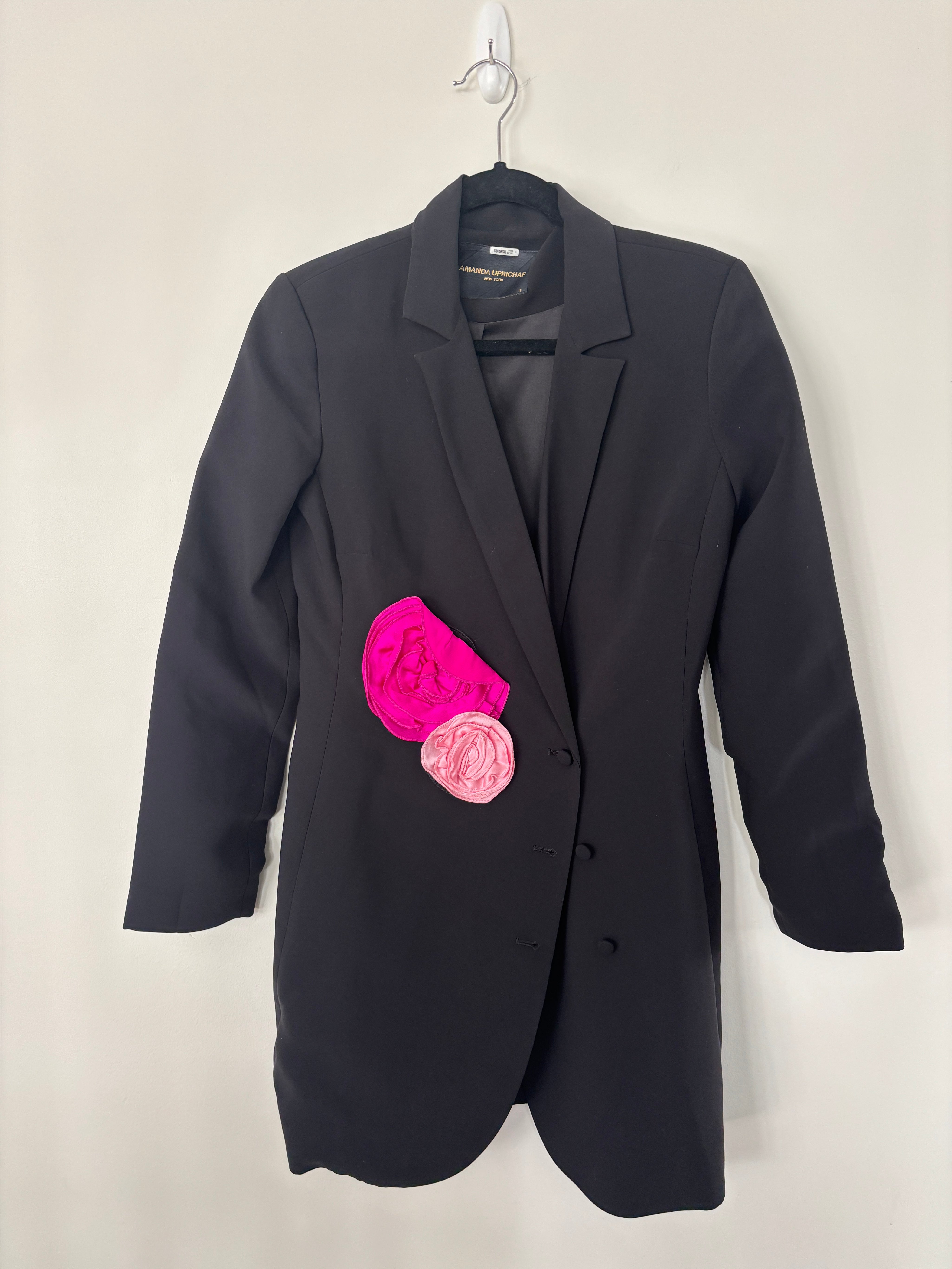Black Blazer with Pink Flowers