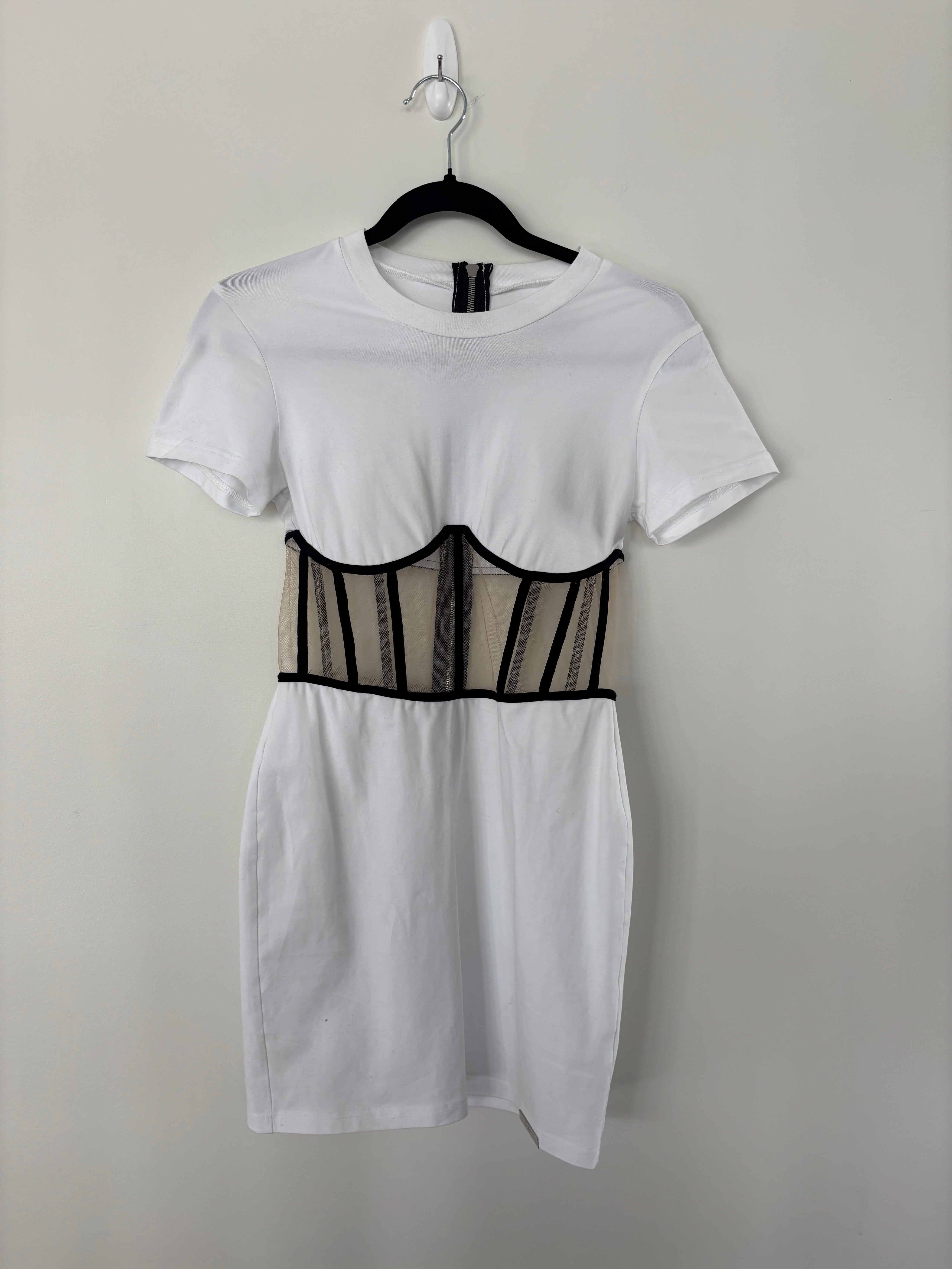 White Mesh T Shirt Dress