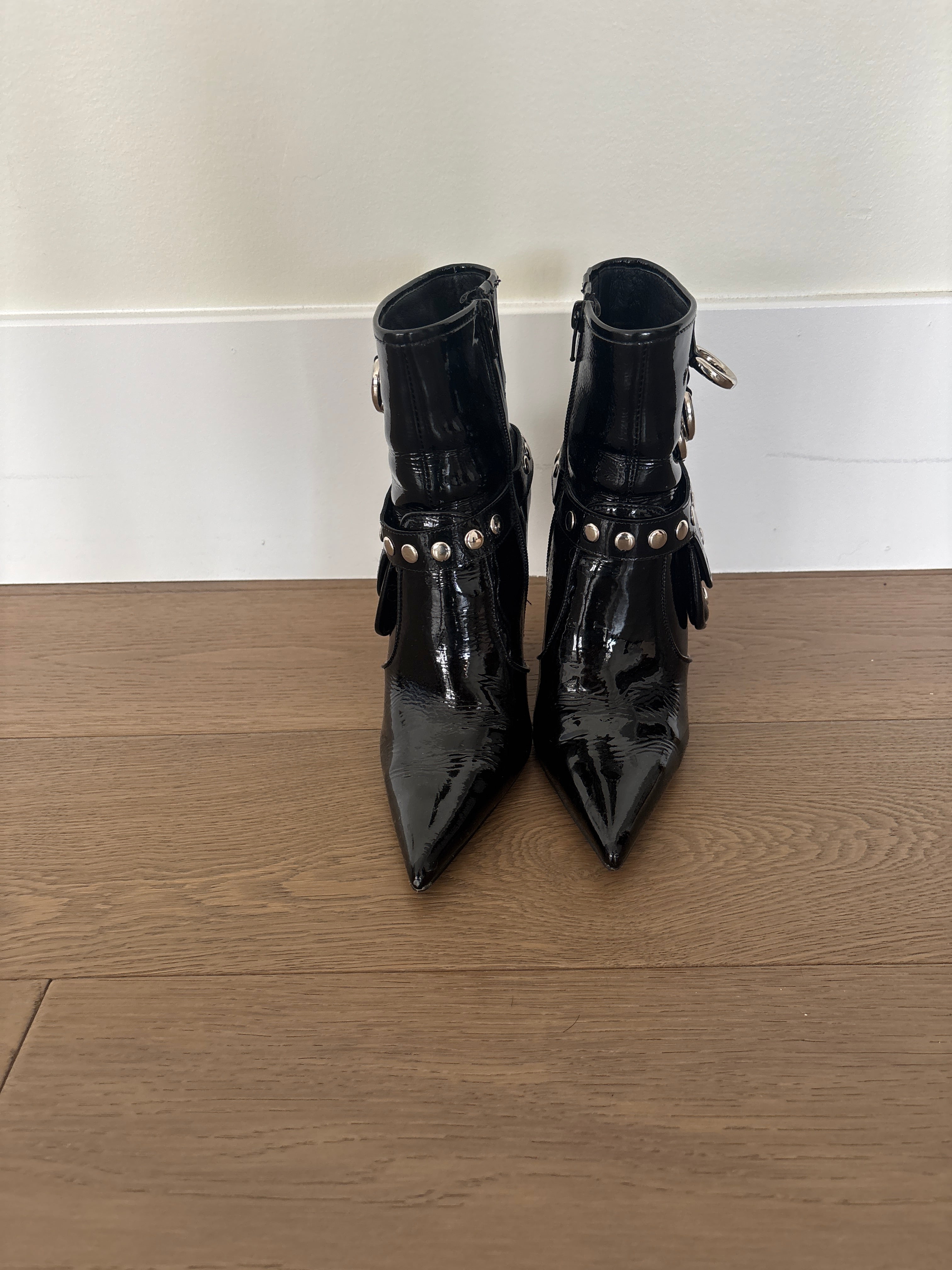 Black Studded Heel Booties