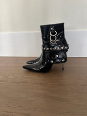 Black Studded Heel Booties