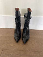 Ruched Mid Calf Leather Boot