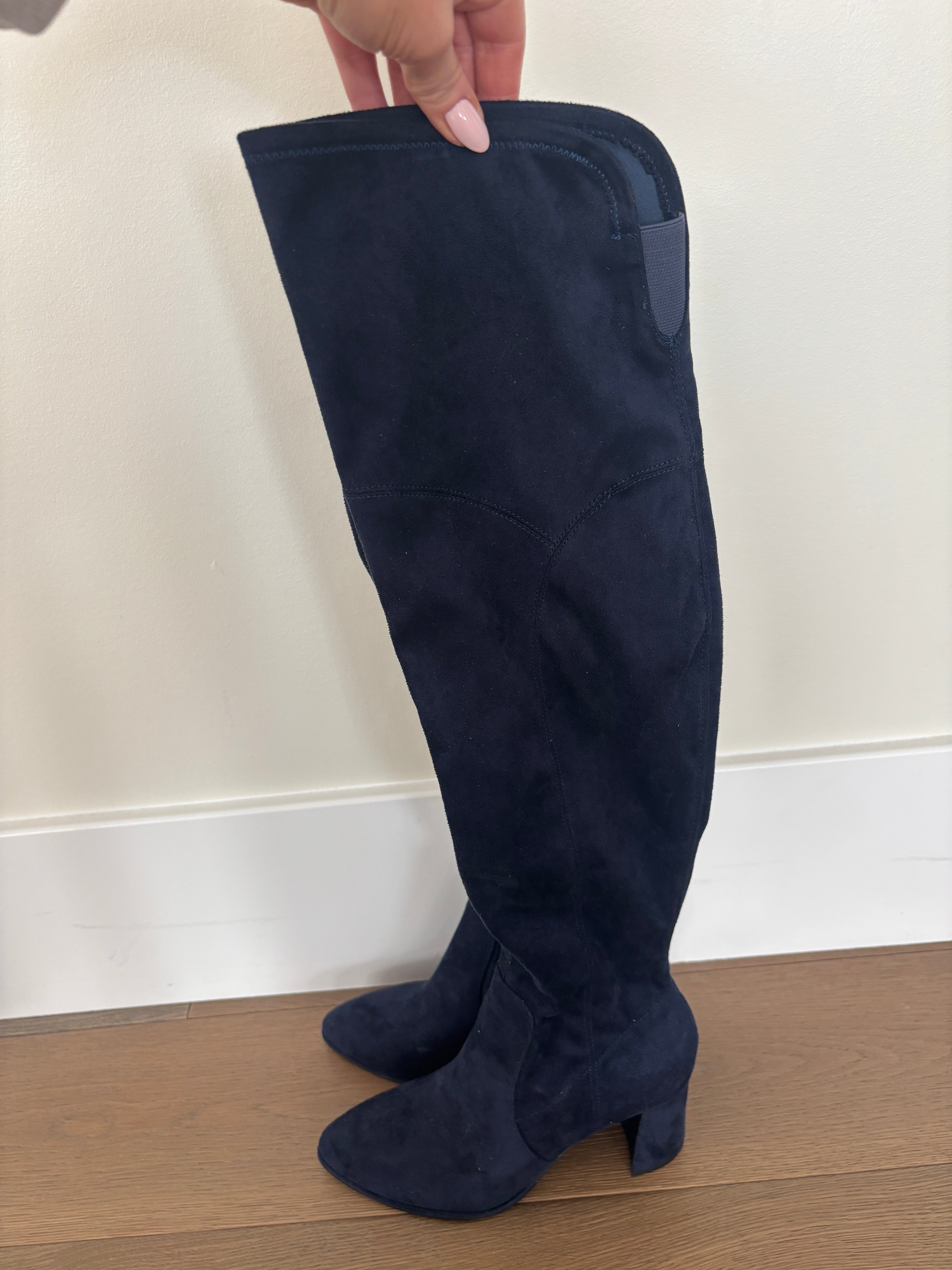 Black Suede Knee High Boots