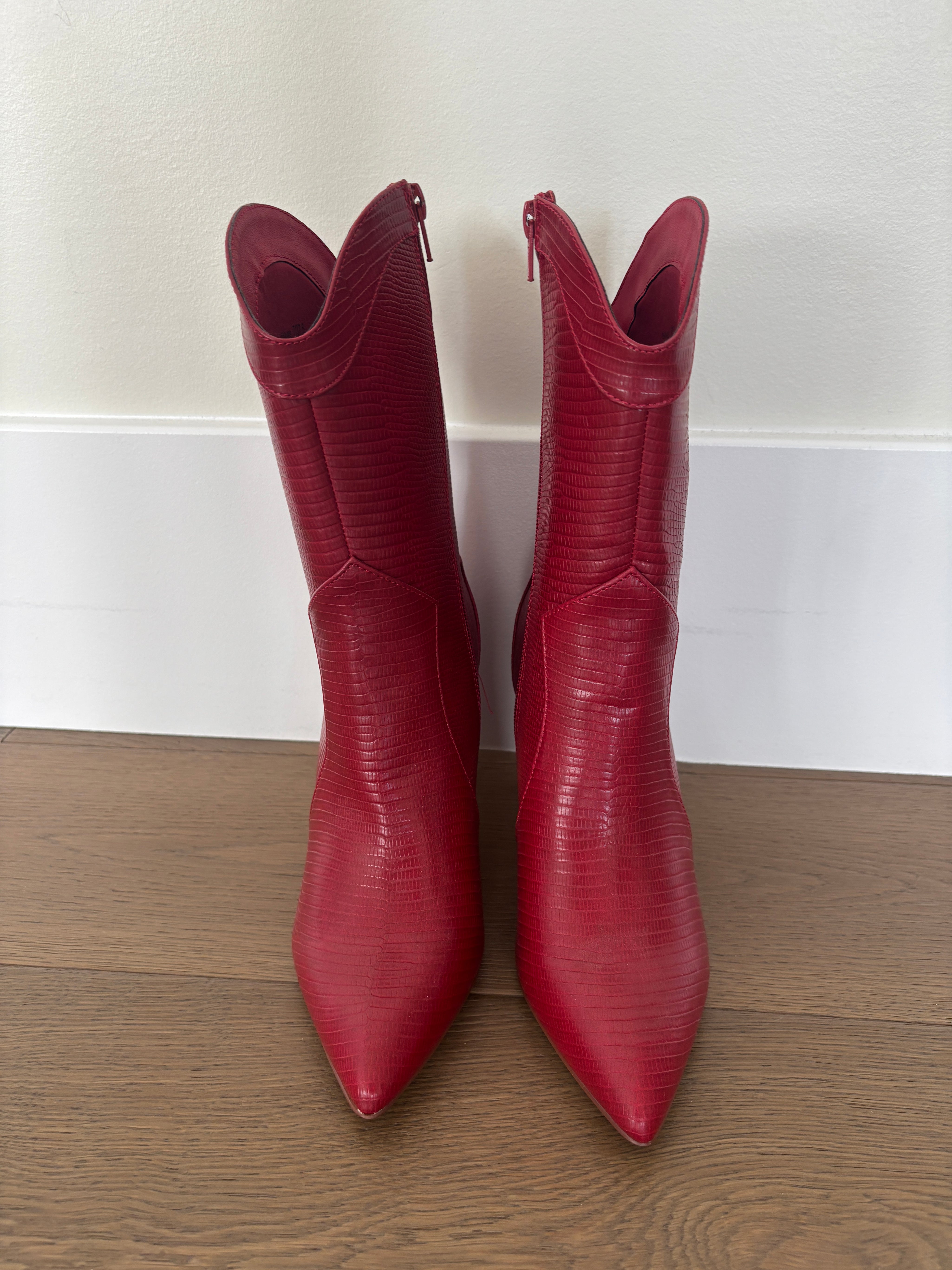 Red Snake Print Cowboy Boots