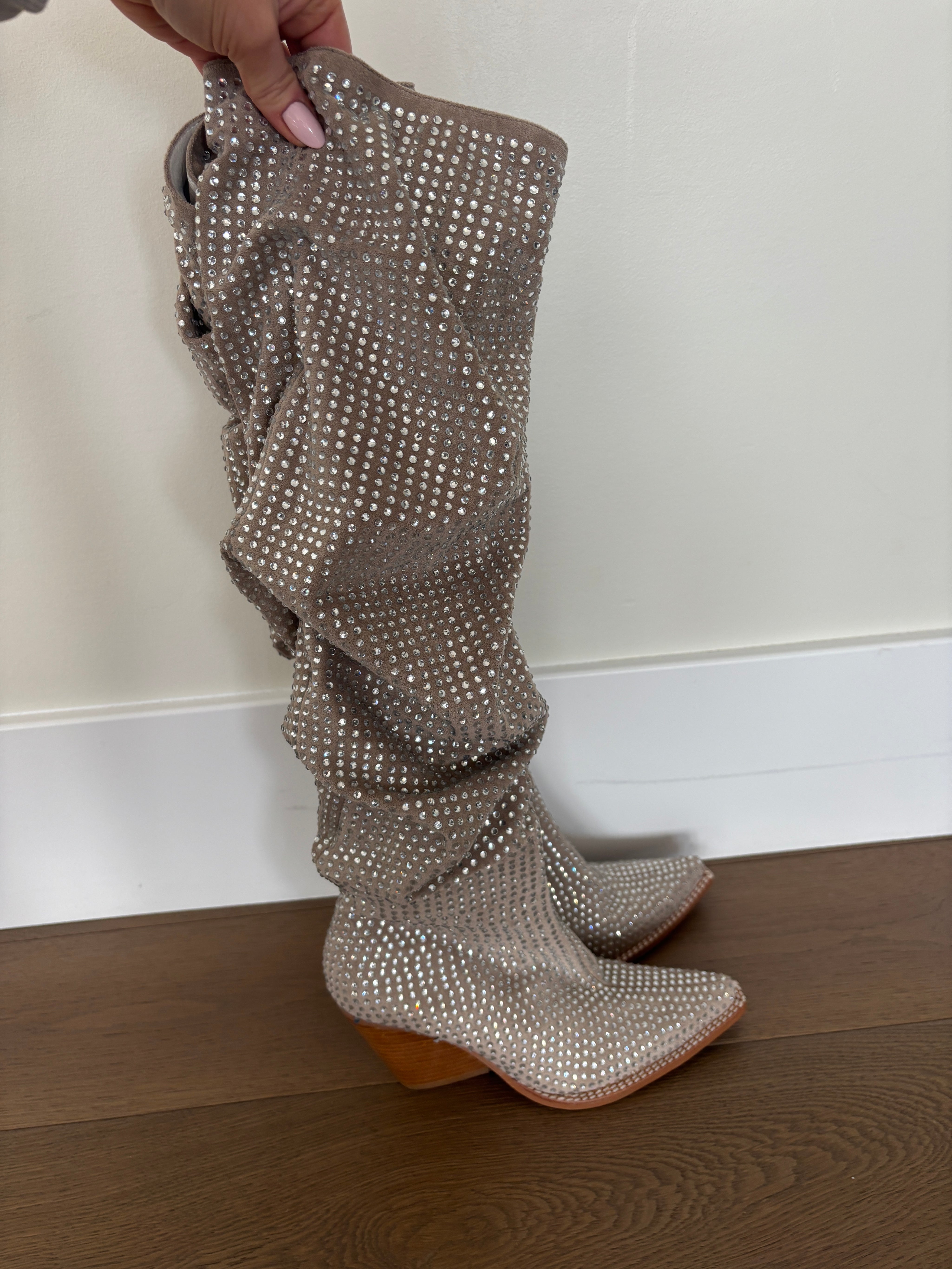 Knee High Rhinestone Boots