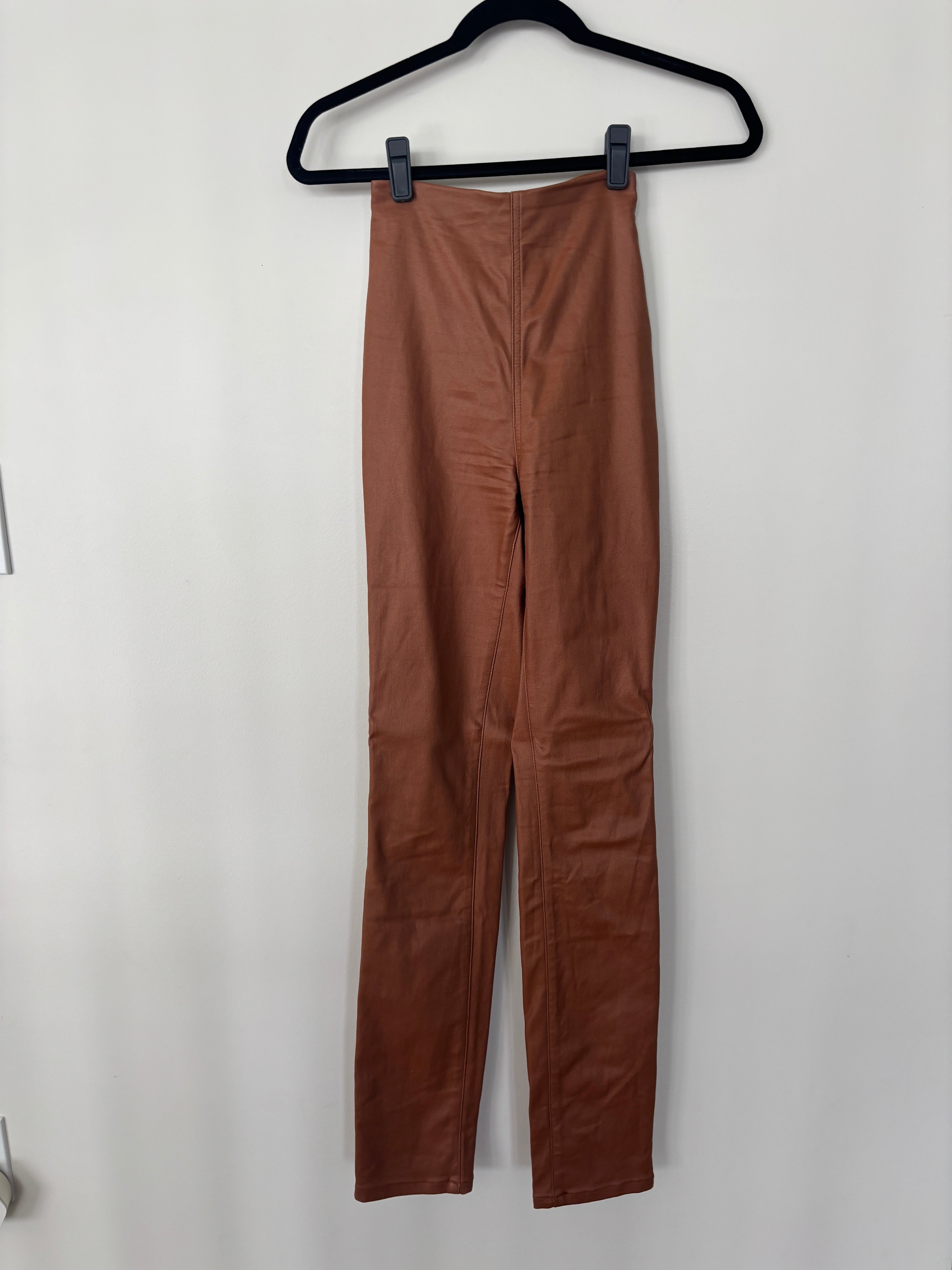 Brown Faux Leather Leggings